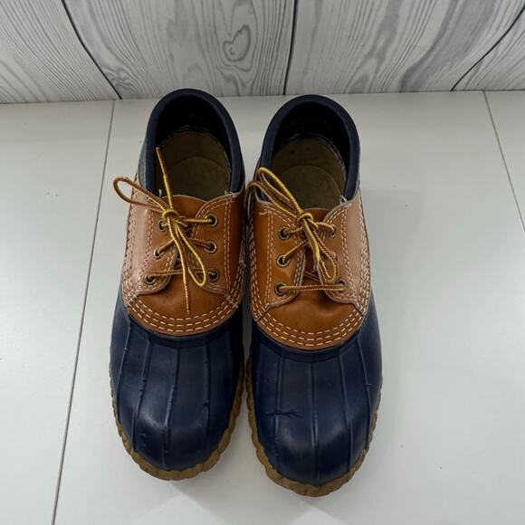 VTG. LL BEAN Women’s Sz 10/Men’s Size 8 Rubber Gum Shoes Made USA Brown Blue - Picture 10 of 11